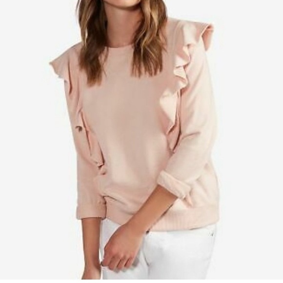AVEC LES FILLES PINK RUFFLE SWEATSHIRT TOP - Picture 1 of 7
